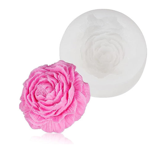 3D Large Peony Flower Shape Silicone Candle Mould