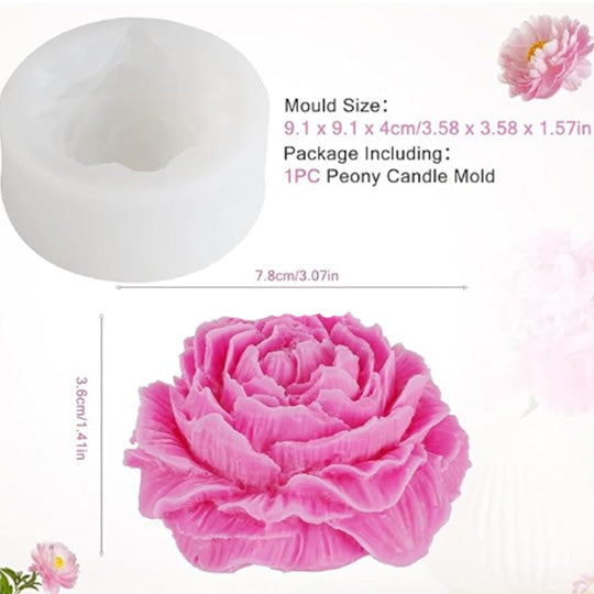 3D Large Peony Flower Shape Silicone Candle Mould