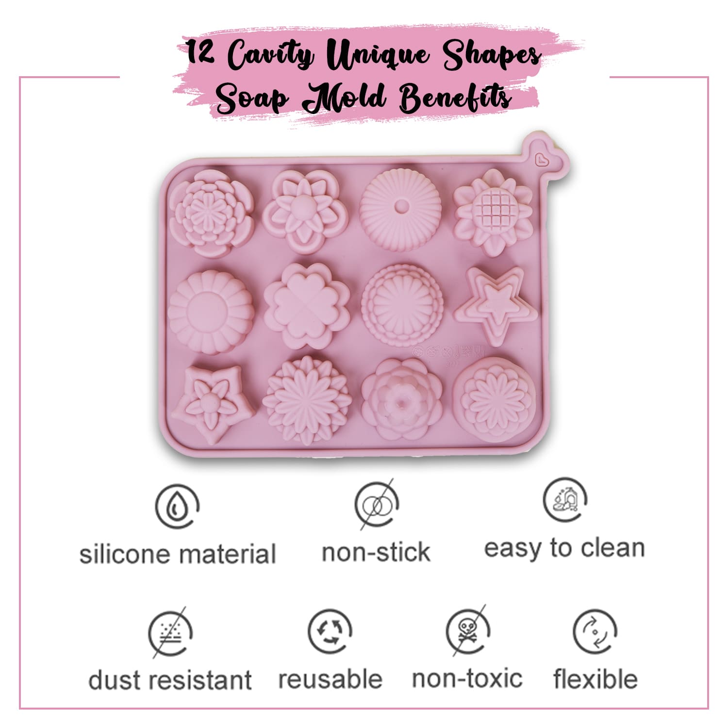 4 Cavities Silicone Soap Mold Round Flower Shapes Soap Molds for